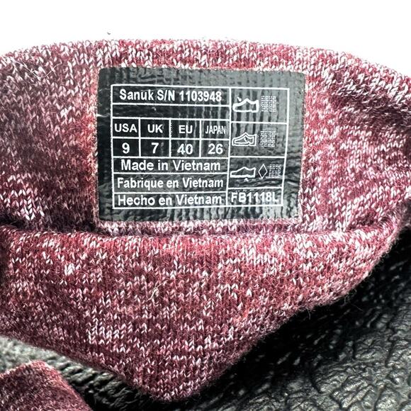 Sanuk Ella Women Yoga Foam Sandal Size 9 Burgundy Fabric Slingback Thong-Toe - Picture 7 of 10